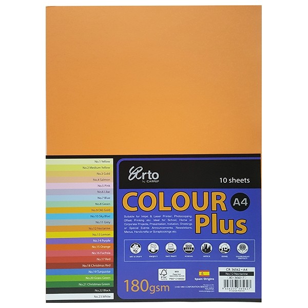 Bìa Màu A4 10 Tờ CAMPAP CR36562 DL180 gsm - Màu Cam Đào