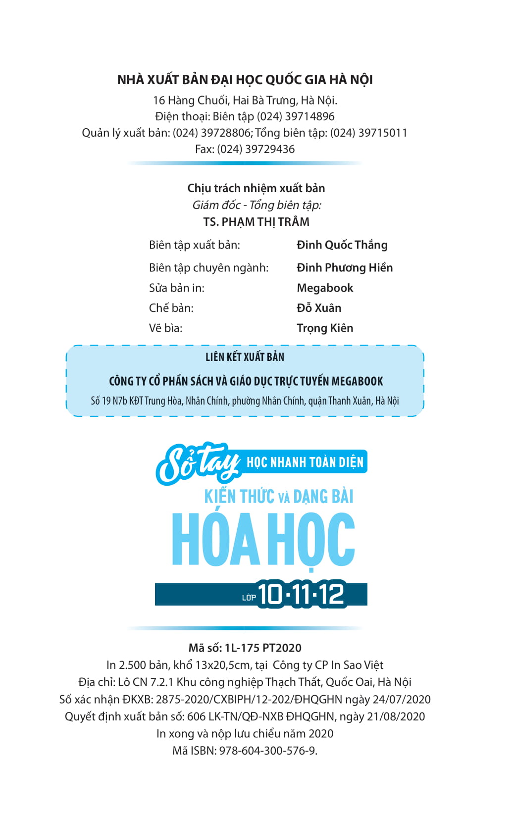 Sổ Tay Học Nhanh Toàn Diện Kiến Thức Và Dạng Bài Hóa Học Lớp 10 - 11 - 12