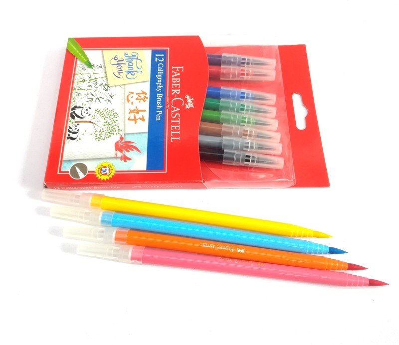 Bút Thư Pháp CALLIGRAPHY Đầu Cọ Faber-Castell 551512 (12 Màu/hộp)