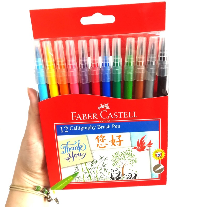 Bút Thư Pháp CALLIGRAPHY Đầu Cọ Faber-Castell 551512 (12 Màu/hộp)
