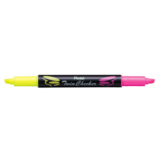 Bút Nhớ Dòng Pentel SLW8-GF 2 Đầu Vàng - Hồng