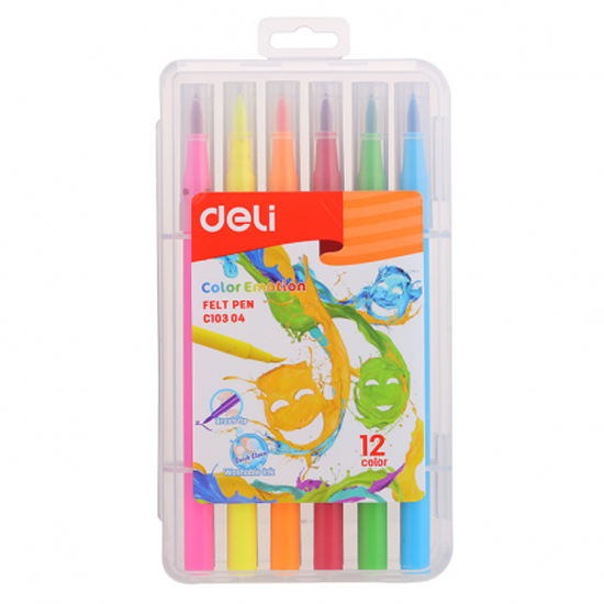 Hộp Bút Dạ Lông Mềm 12 Màu Deli C10304