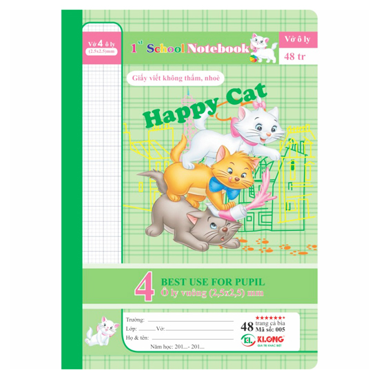 Vở Ô Ly Happy Cat 48 Trang 005 K.Long