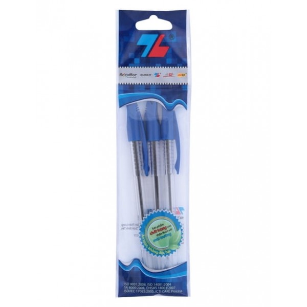 Vỉ 3 Bút Bi 0.8mm Thiên Long TL-049 - Mực Xanh