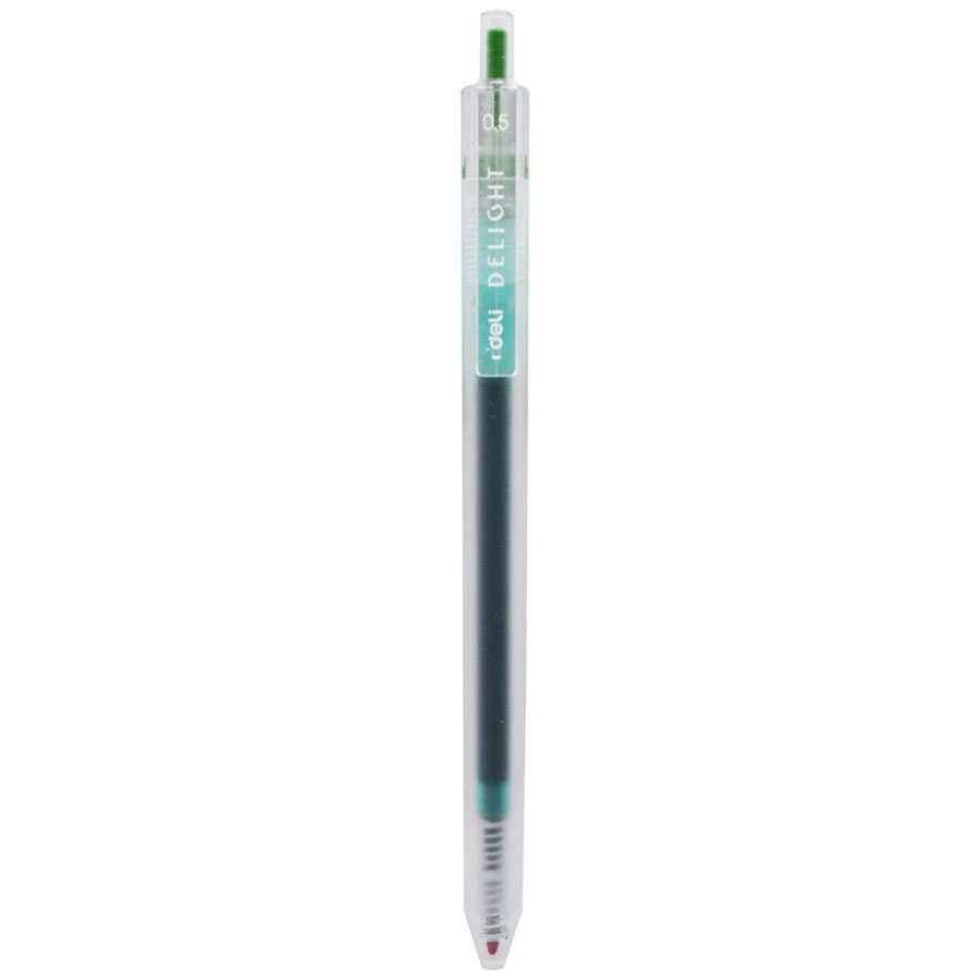 Bút Gel Bấm Deli 0.5mm EG118-LG Màu Xanh Lá Nhạt