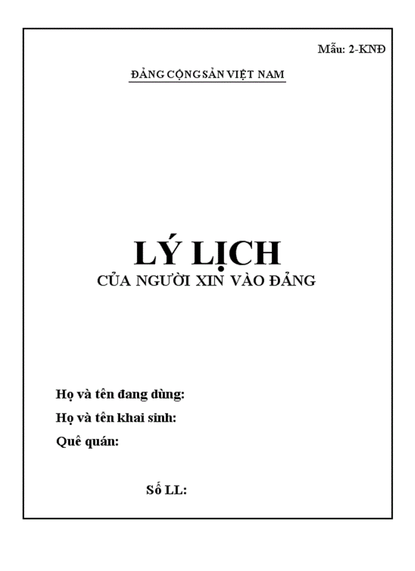 Lý Lịch Đảng Viên
