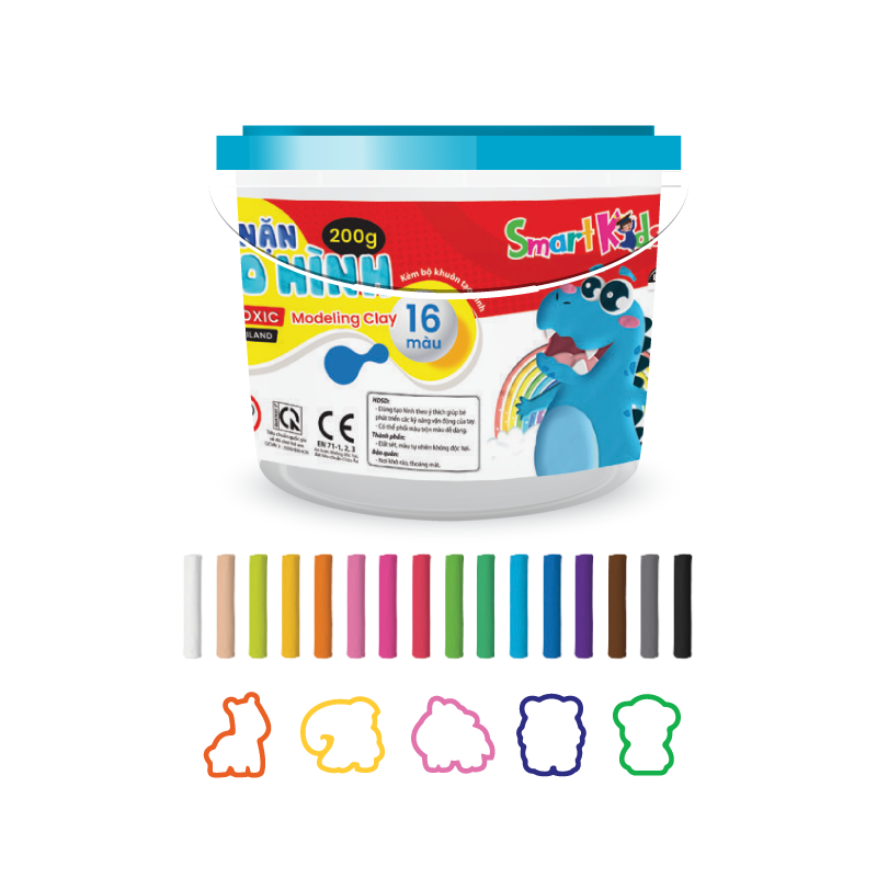 Đất Nặn Smartkids Hộp Nhựa MC01 200g + 5 Khuôn