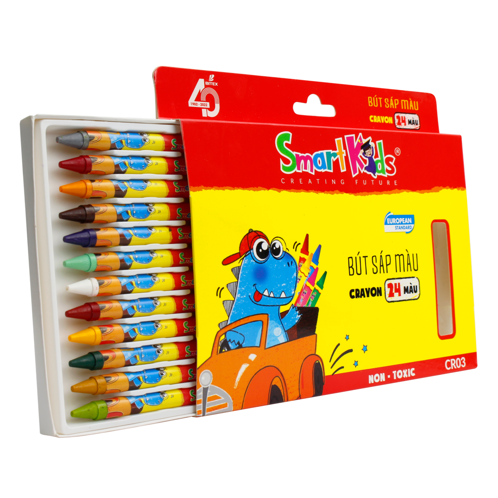 Bút Sáp Màu Smartkids Dino 24 Màu/CR03
