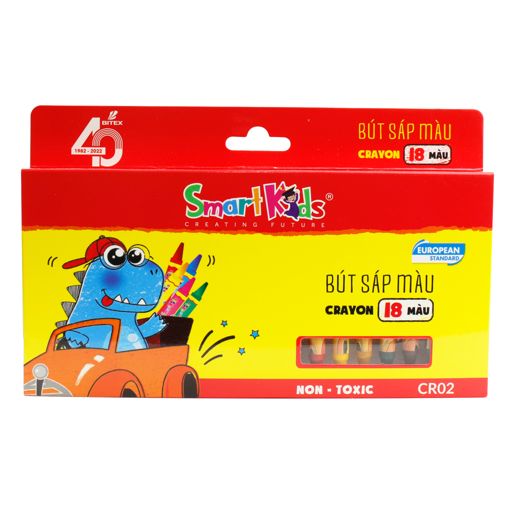 Bút Sáp Màu Smartkids Dino 18 Màu CR02