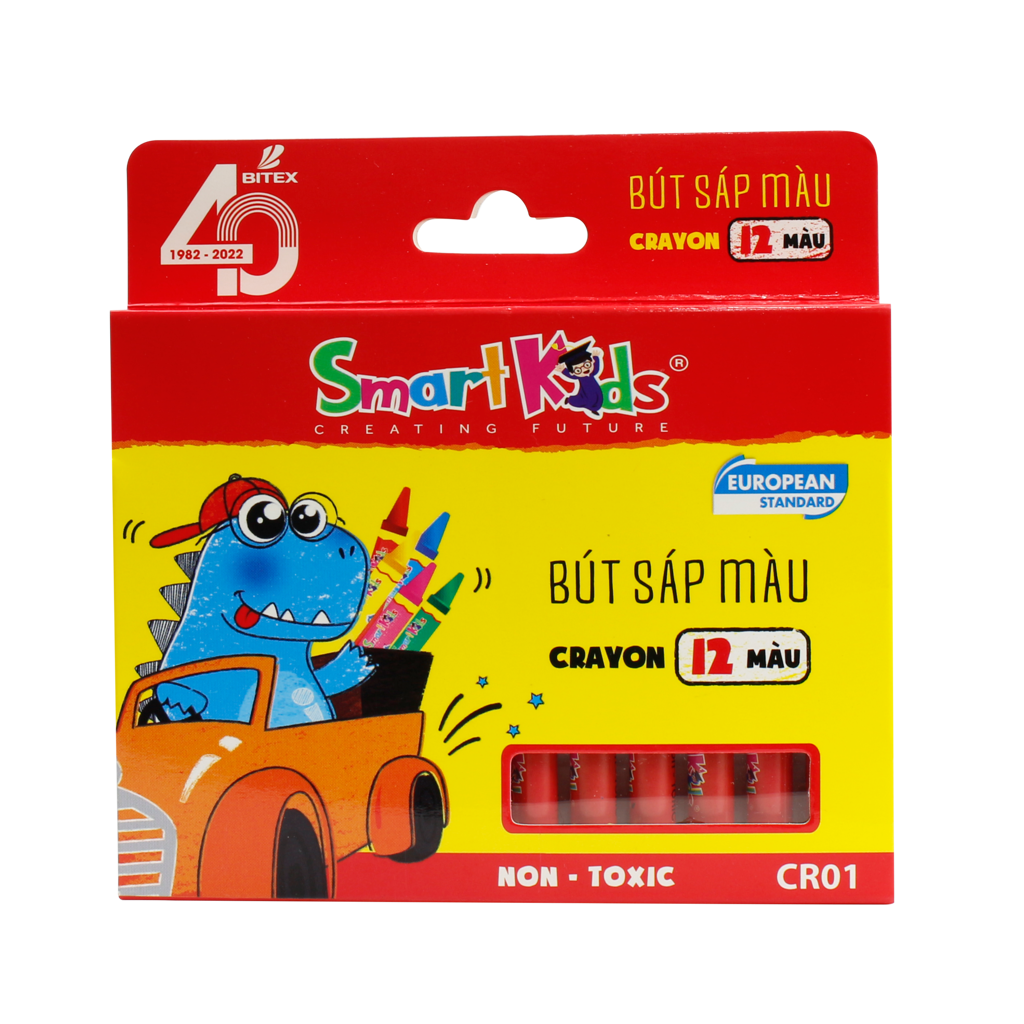 Bút Sáp Màu Smartkids Dino 12 Màu CR01