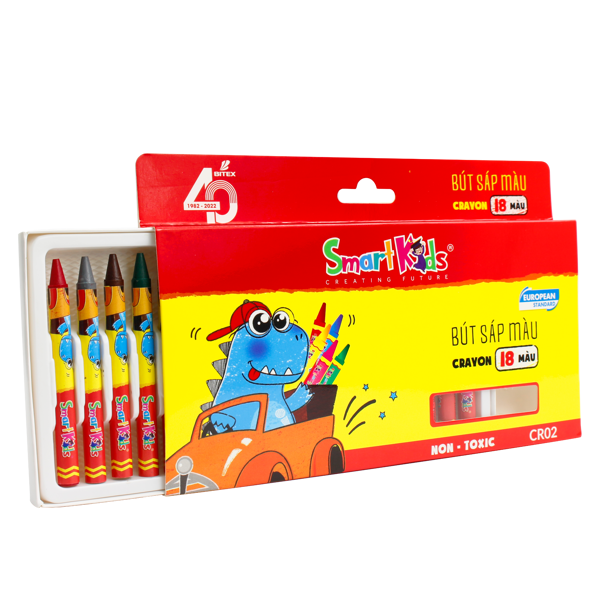 Bút Sáp Màu Smartkids Dino 18 Màu CR02