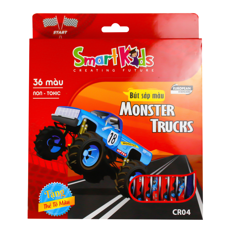 Bút Sáp Màu Smartkids Gift Monster Truck CR04 36 Màu
