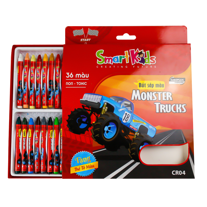 Bút Sáp Màu Smartkids Gift Monster Truck CR04 36 Màu