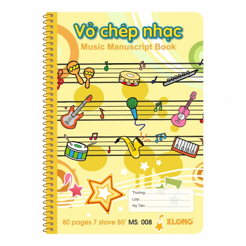 Vở Chép Nhạc Lò Xo Đơn K.Long B5 80 Trang TP008