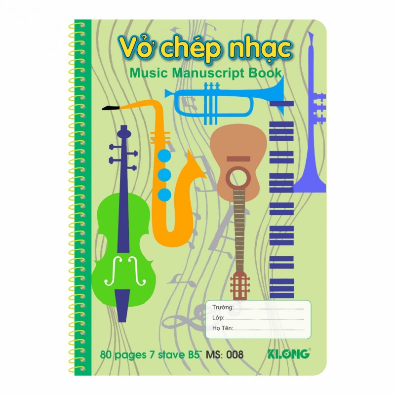 Vở Chép Nhạc Lò Xo Đơn K.Long B5 80 Trang TP008