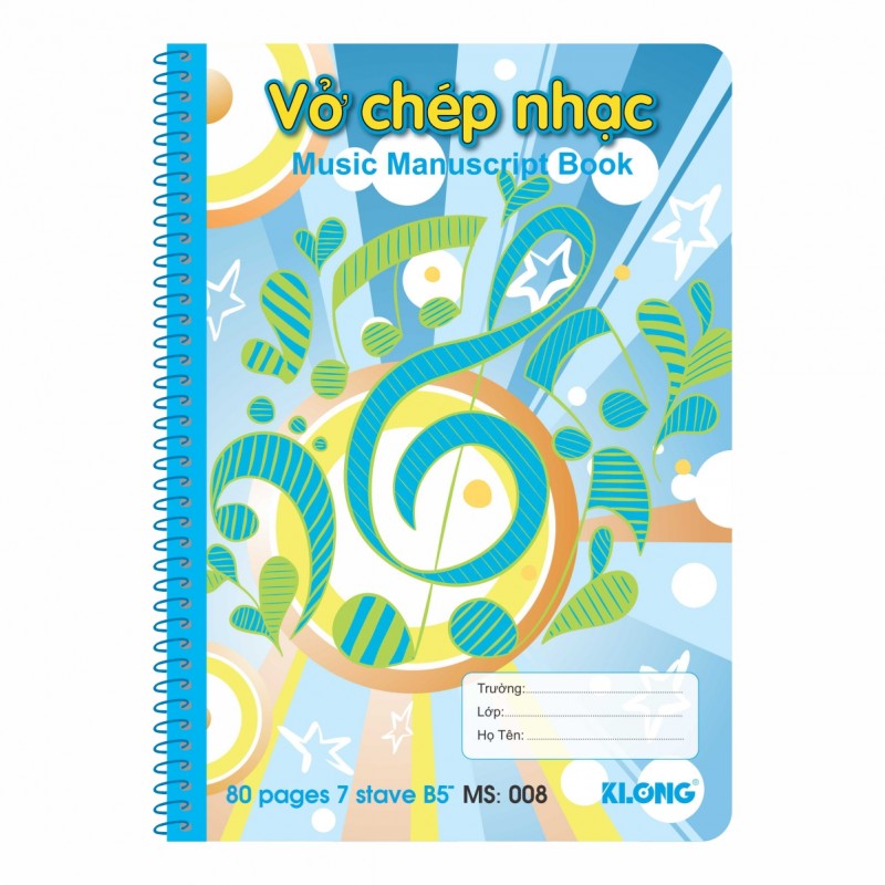 Vở Chép Nhạc Lò Xo Đơn K.Long B5 80 Trang TP008