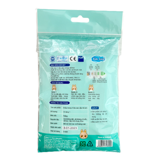 Khẩu Trang Y Tế Kim Sora 4 Lớp Trẻ Em