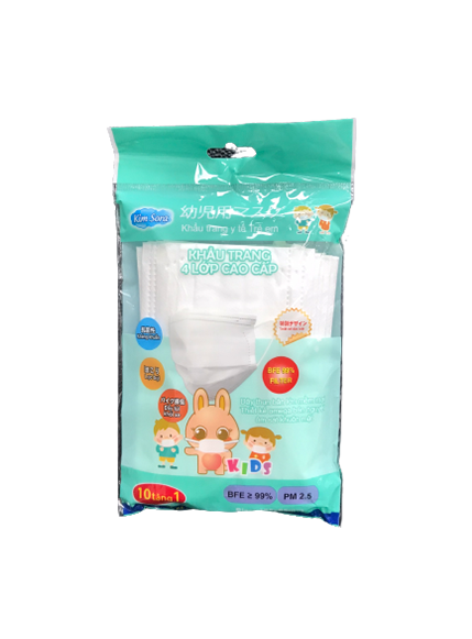 Khẩu Trang Y Tế Kim Sora 4 Lớp Trẻ Em