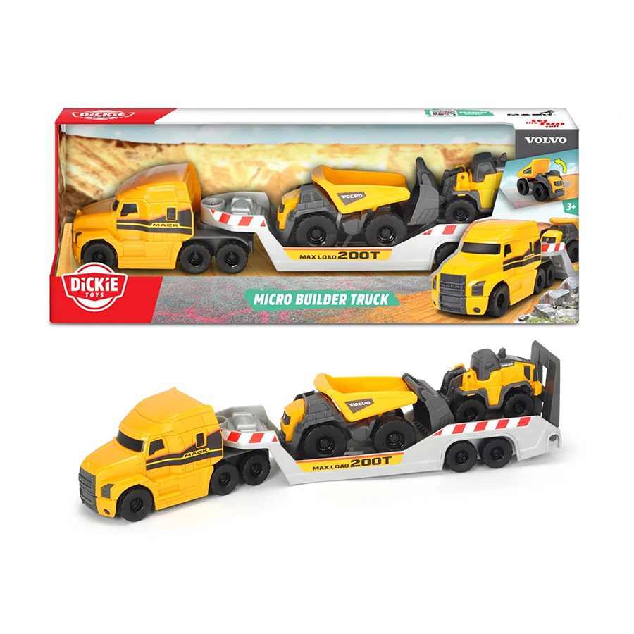 Bộ Đồ Chơi Xe Xây Dựng DICKIE TOYS Mack/Volvo Micro Builder Truck 203725005