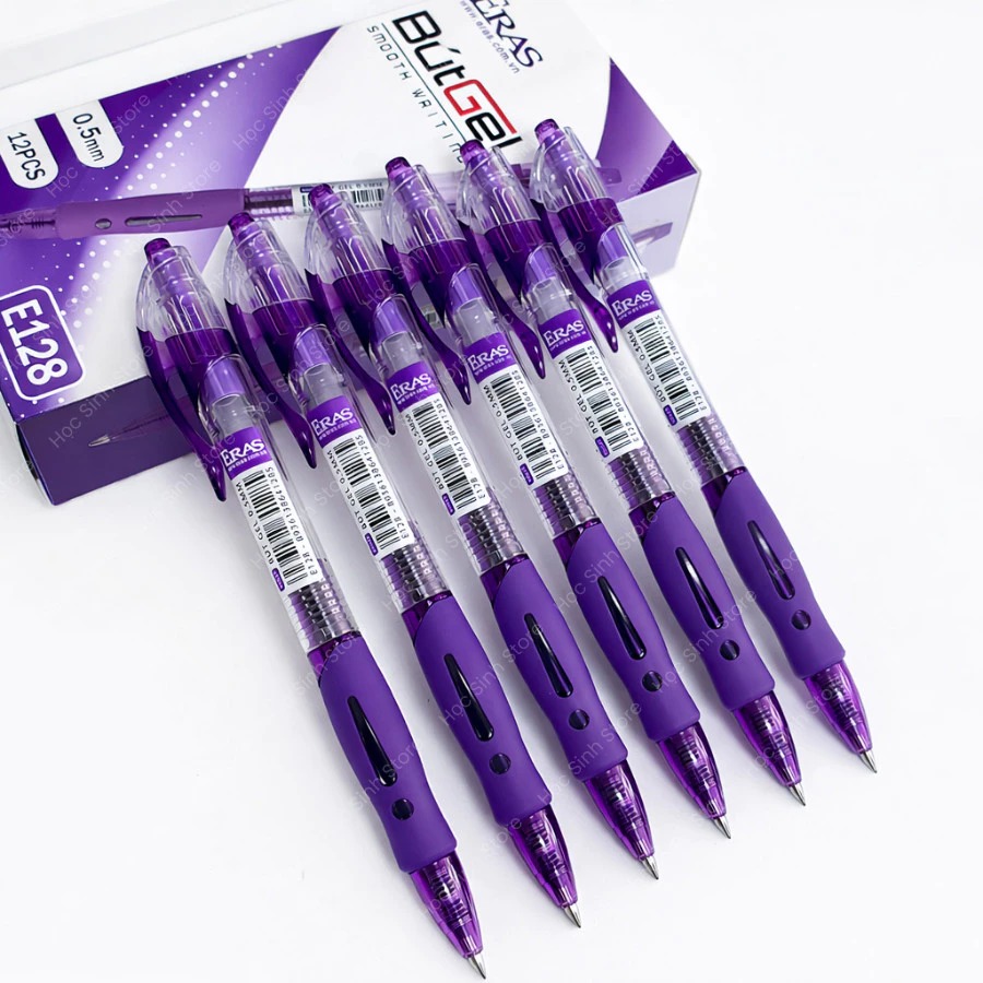 Bút Gel Eras 0.5mm E128 (Đỏ, Đen, Xanh, Tím)