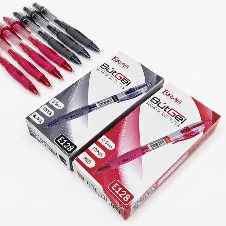 Bút Gel Eras 0.5mm E128 (Đỏ, Đen, Xanh, Tím)