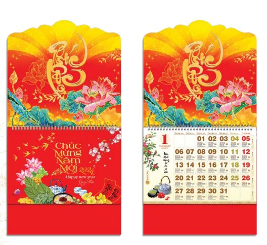 Lịch 12 Tháng Bông Sen 2024 - Phúc Lộc Song Toàn (SV12)