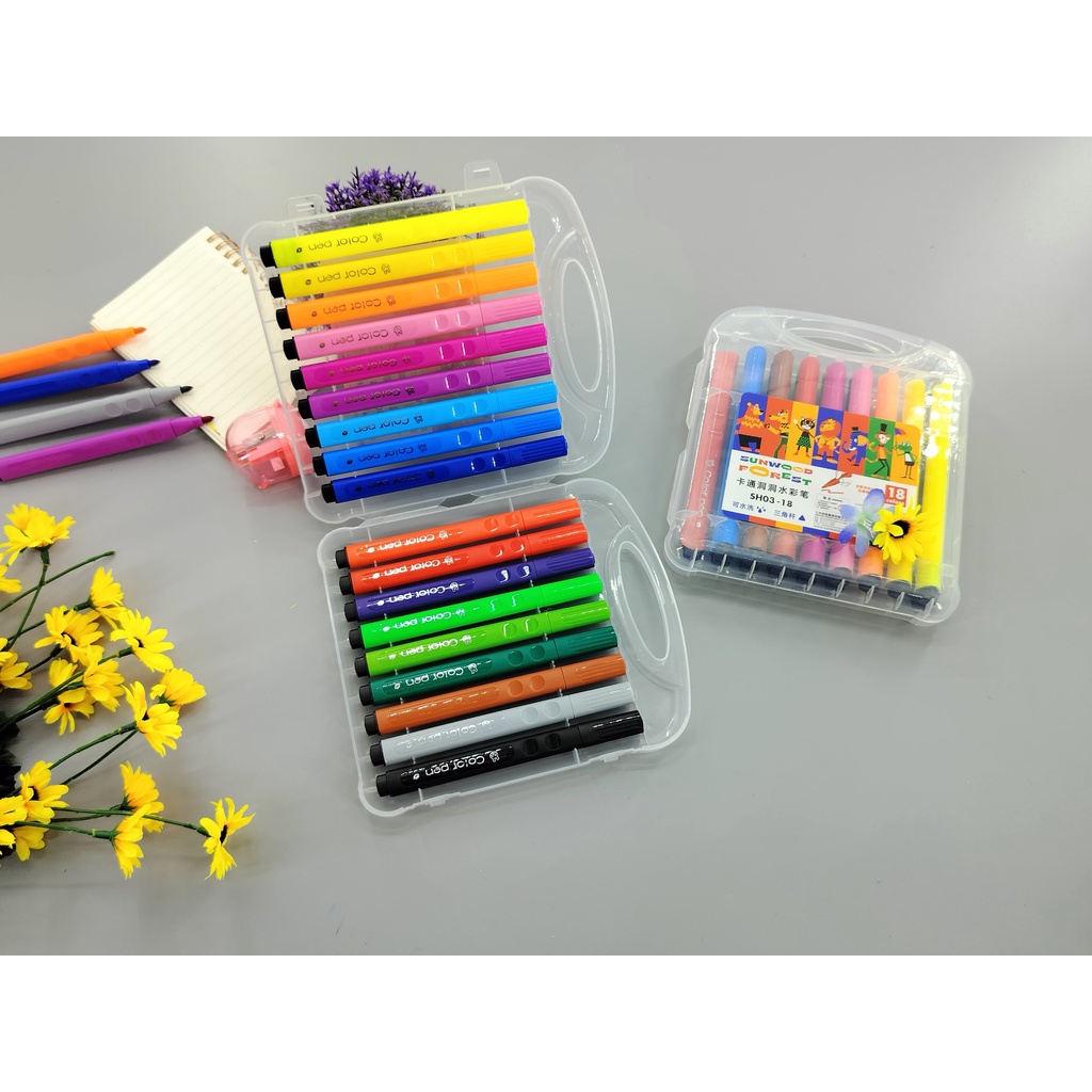 Bút Dạ Màu Sunwood 18 Màu SH03-18