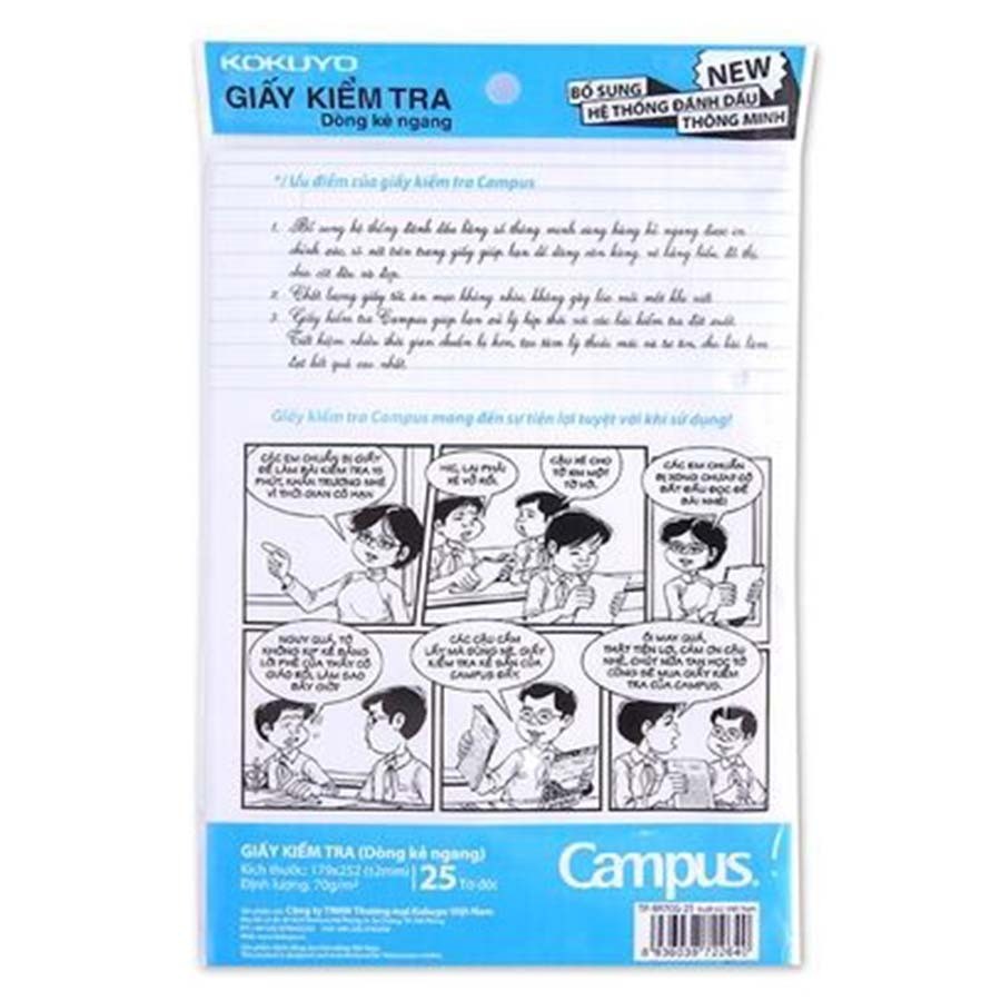Giấy Kiểm Tra Kẻ Ngang Tờ Đôi Không Chấm Campus 2640
