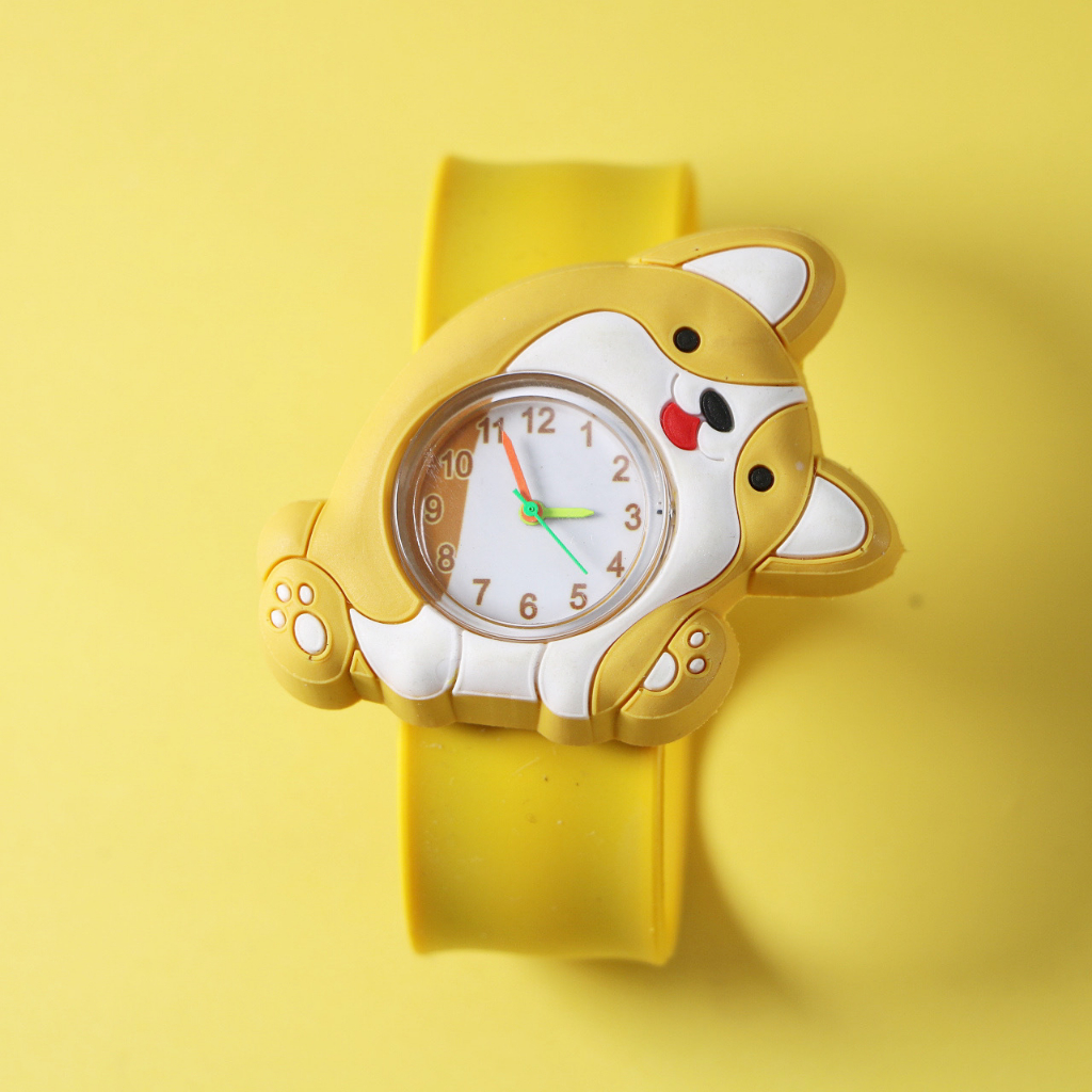 Đồng Hồ Đeo Tay Cho Bé Dây Silicone Tự Cuốn Animal Cún Nghiêng Đầu Dễ Thương