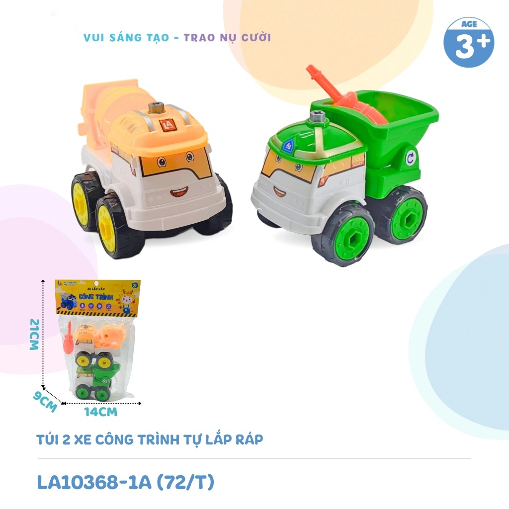 Đồ Chơi Túi 2 Xe Công Trình Tự Lắp Ráp LAToys LA10368-1A