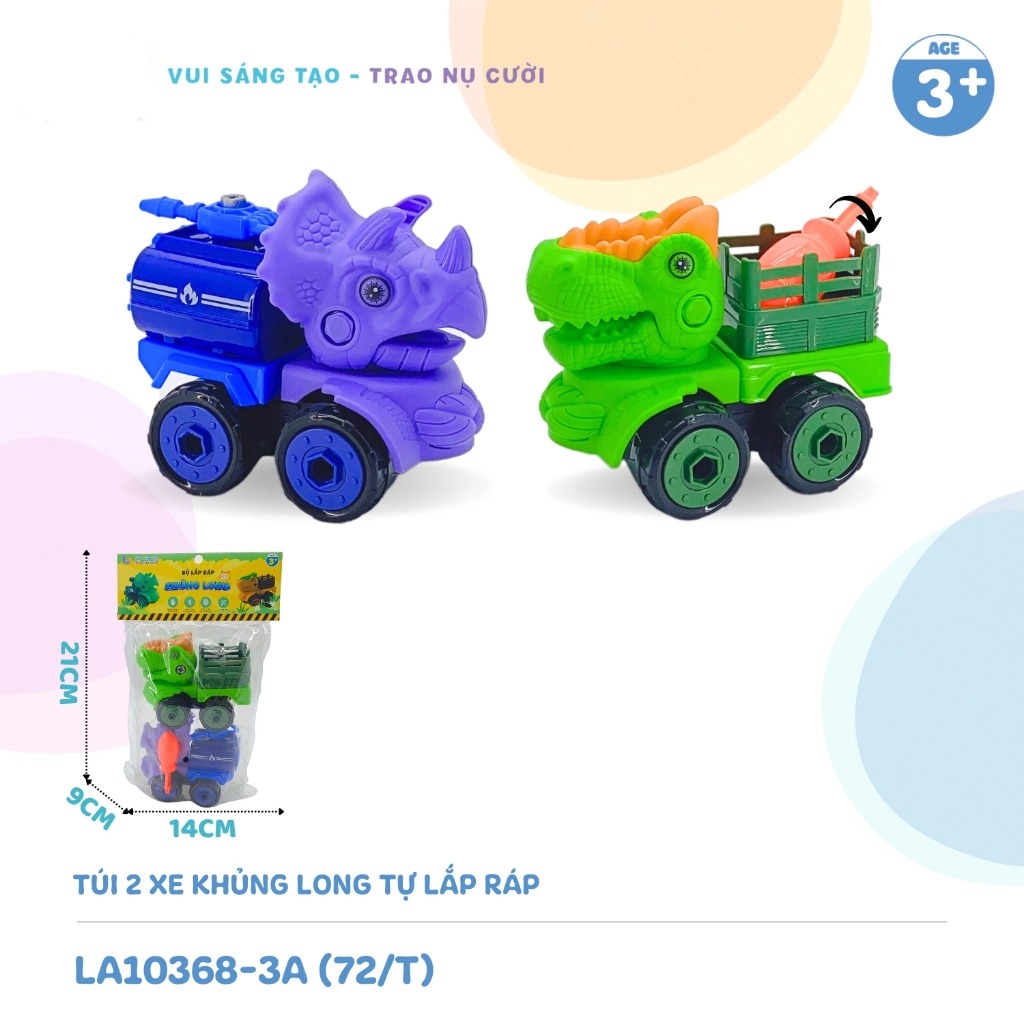 Đồ Chơi Túi 2 Xe Khủng Long Tự Lắp Ráp LAToys LA10368-3A