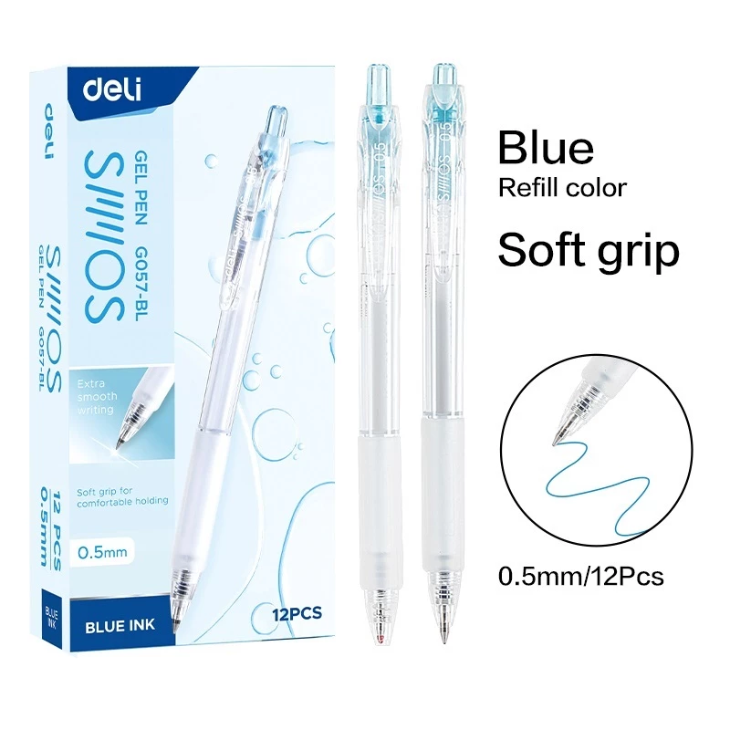Bút Gel Deli G057-BL 0.5mm Màu Xanh
