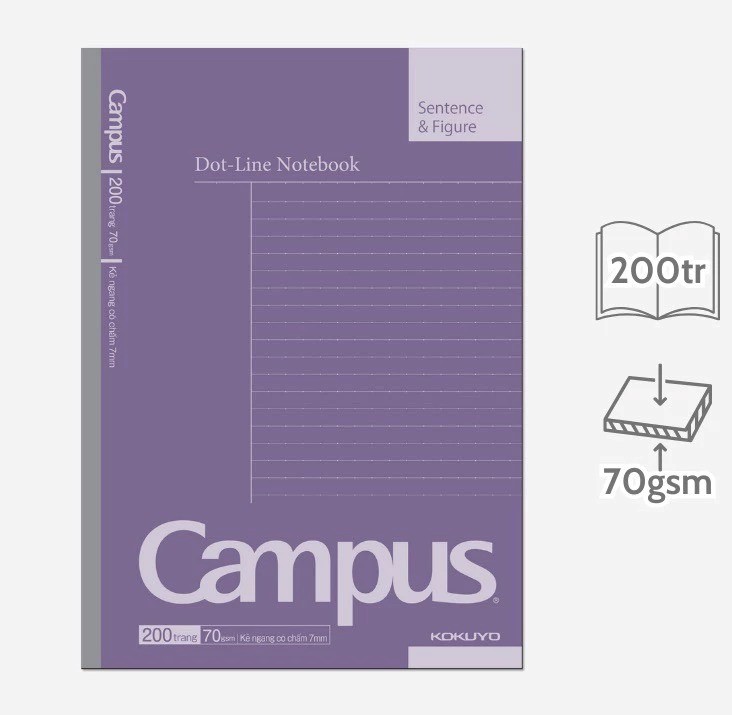 Vở Kẻ Ngang A4 Campus 00537 Có Chấm Basic 200Tr