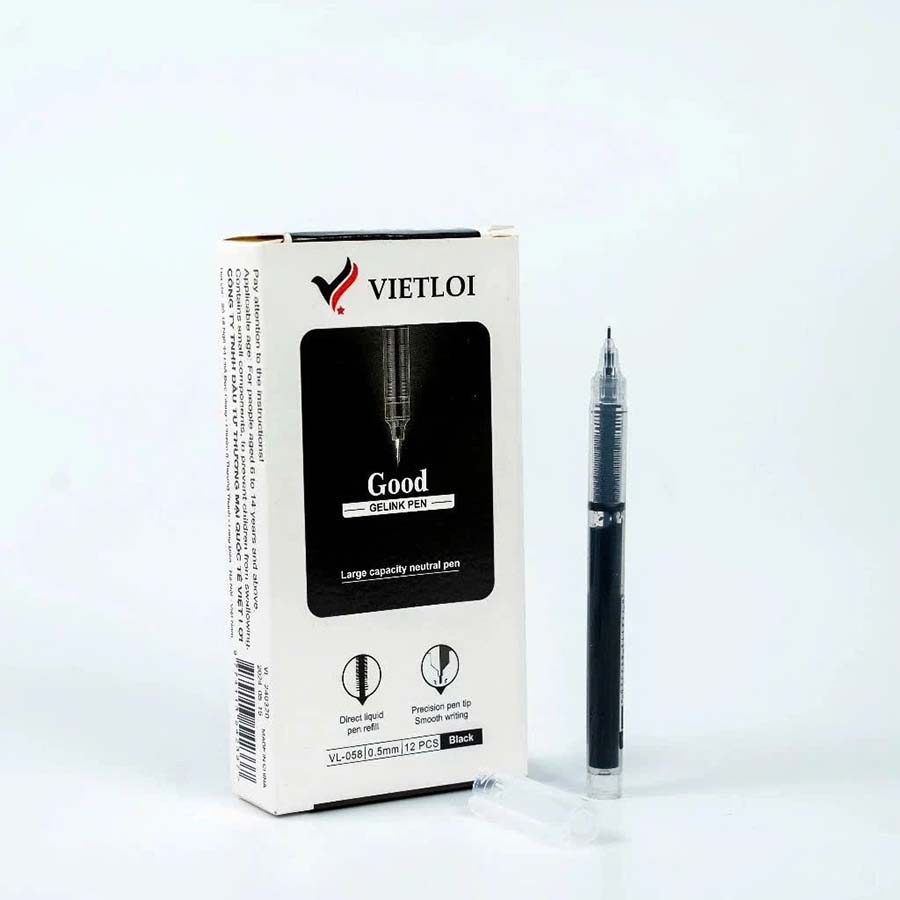 Combo 12 Bút Gel Mực Lỏng 0.5 VL-058 (Xanh, Đen, Đỏ)