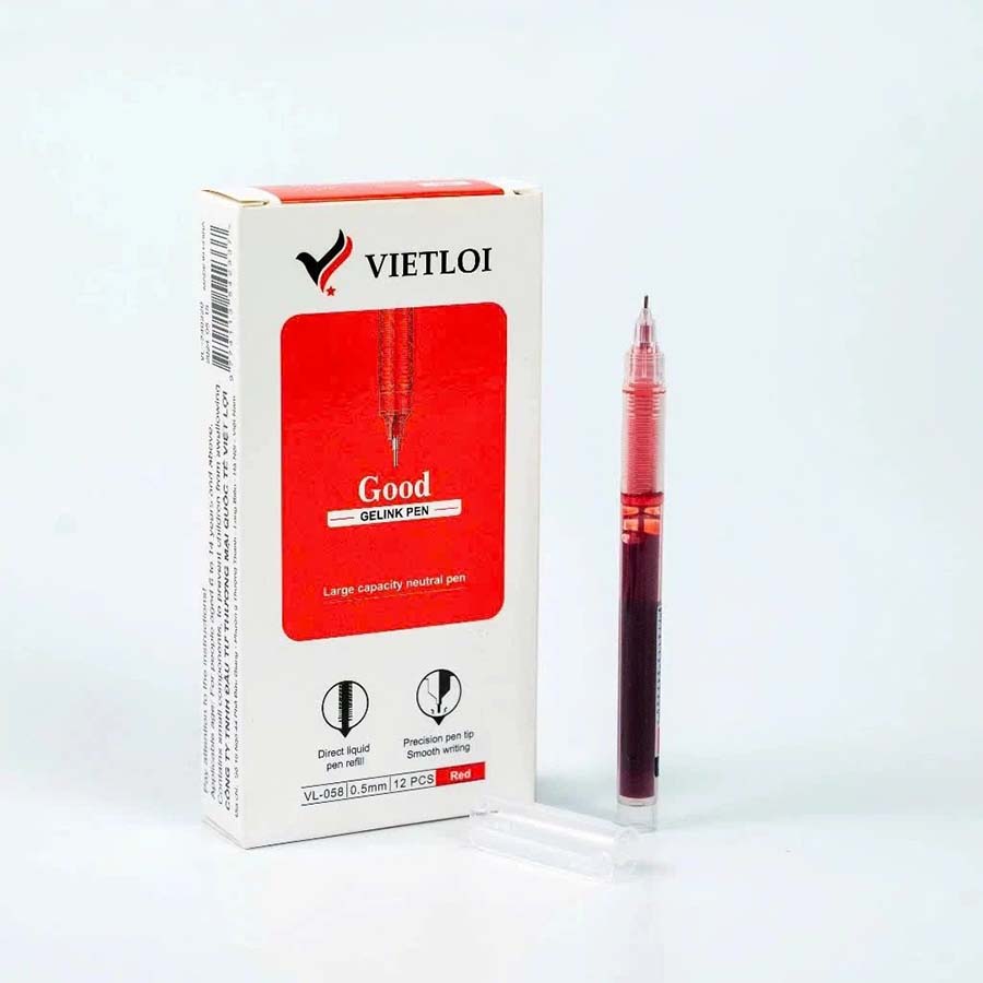 Combo 12 Bút Gel Mực Lỏng 0.5 VL-058 (Xanh, Đen, Đỏ)