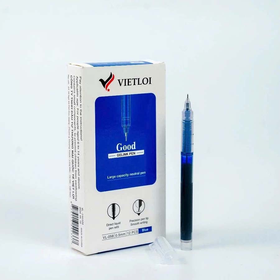 Combo 12 Bút Gel Mực Lỏng 0.5 VL-058 (Xanh, Đen, Đỏ)
