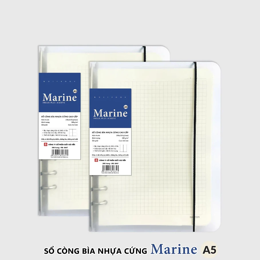 Sổ Còng Bìa Nhựa Hải Tiến Caro Marine A5 8847 200Tr
