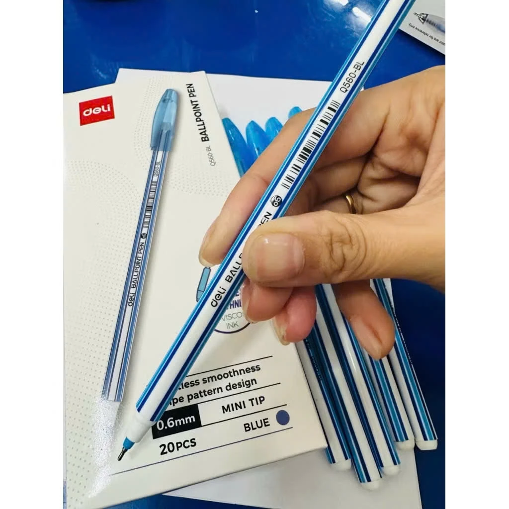 Bút Bi Nến EQ560-BL Ngòi Kim 0.6 - Xanh 20c/Hộp (Deli)