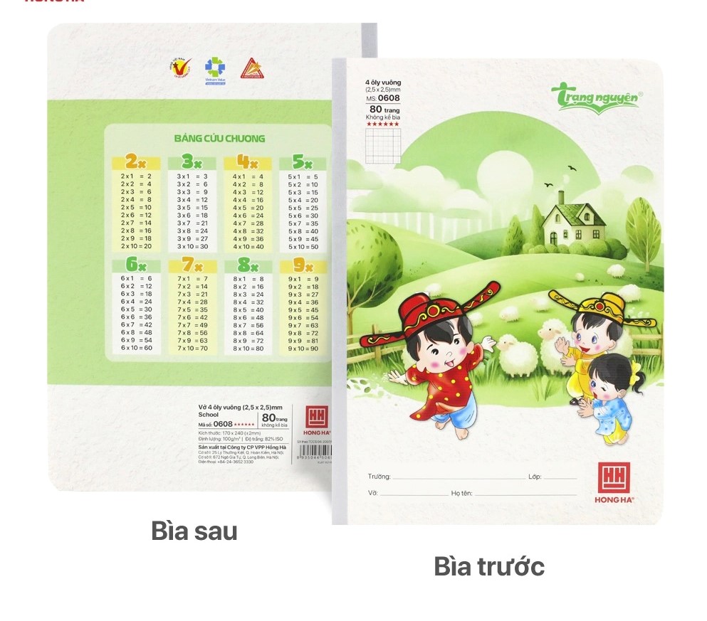 Vở 4 Ôly Hồng Hà School Trạng Nguyên 0608 80Tr