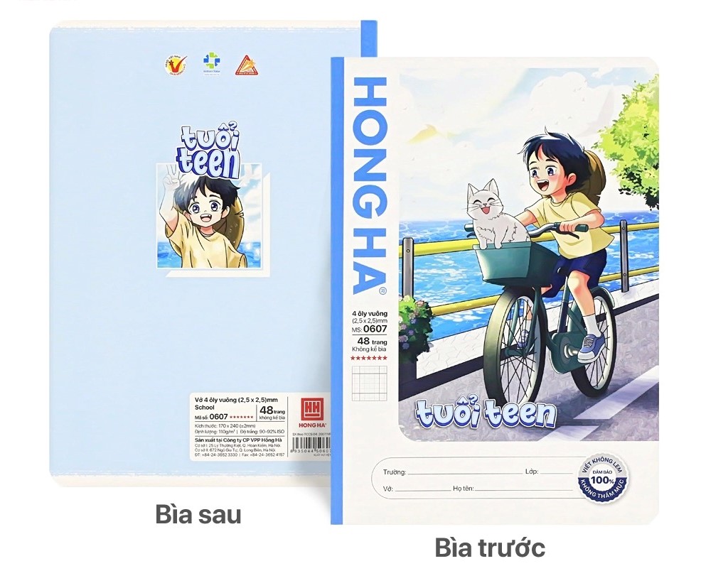 Lốc Vở 4 Ôly Hồng Hà School Tuổi Teen 0607 48TR (Mua 10 Tặng 1)