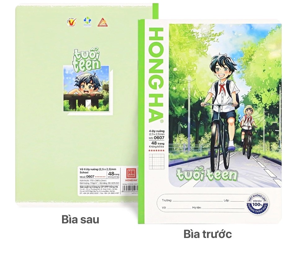 Lốc Vở 4 Ôly Hồng Hà School Tuổi Teen 0607 48TR (Mua 10 Tặng 1)