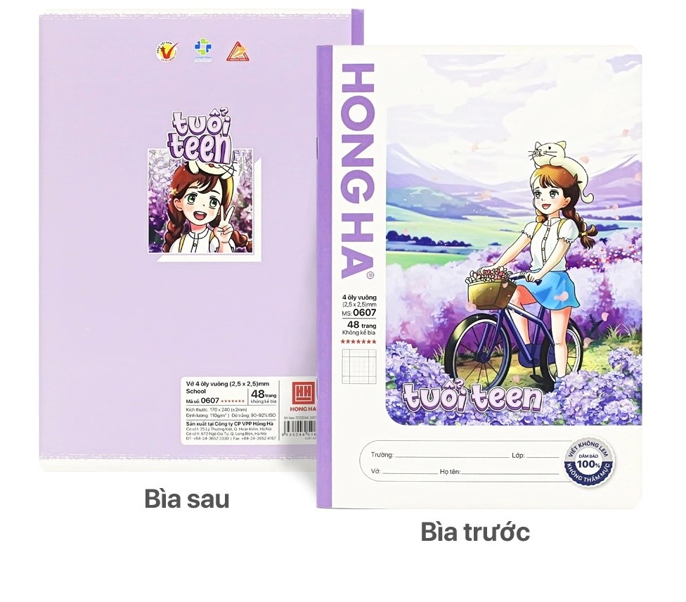 Lốc Vở 4 Ôly Hồng Hà School Tuổi Teen 0607 48TR (Mua 10 Tặng 1)