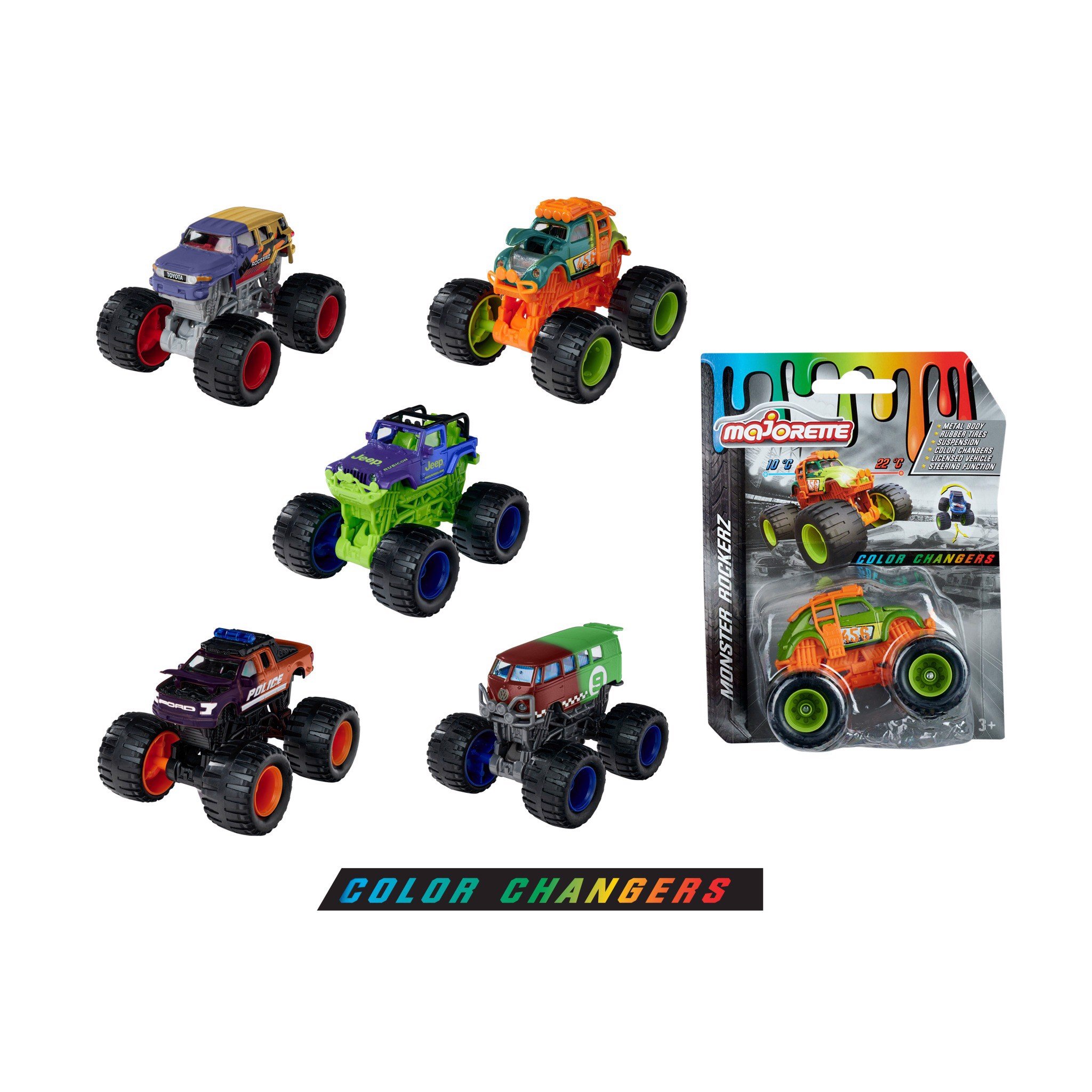 Đồ Chơi Xe Mô Hình Vượt Địa Hình Majorette Monster Rockerz Color Changers 212057257