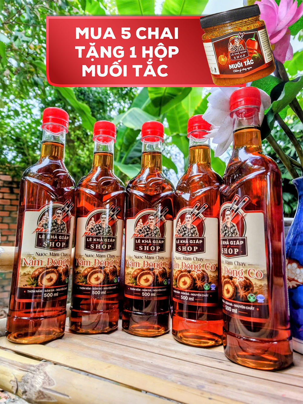 Nước mắm chay - Nấm Đông Cô - Thơm nấm, đậm đà, nguyên chất - chai 500ml.