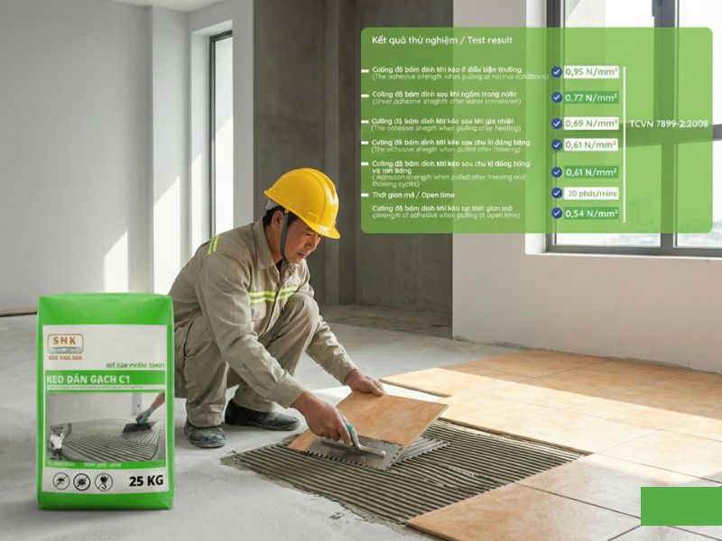 Vì sao nên chọn keo dán gạch C1 Sông Hồng cho nội thất?