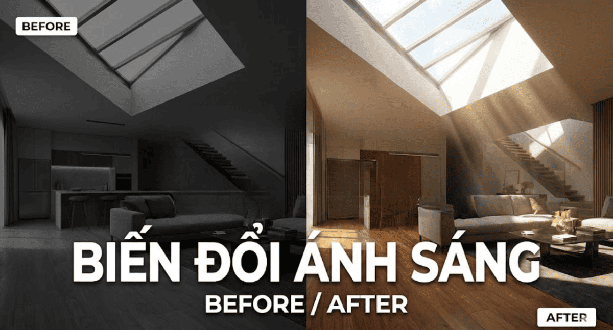 Before/After Ánh Sáng: Biến Đổi Không Gian Nội Thất Chỉ Trong Vài Giây