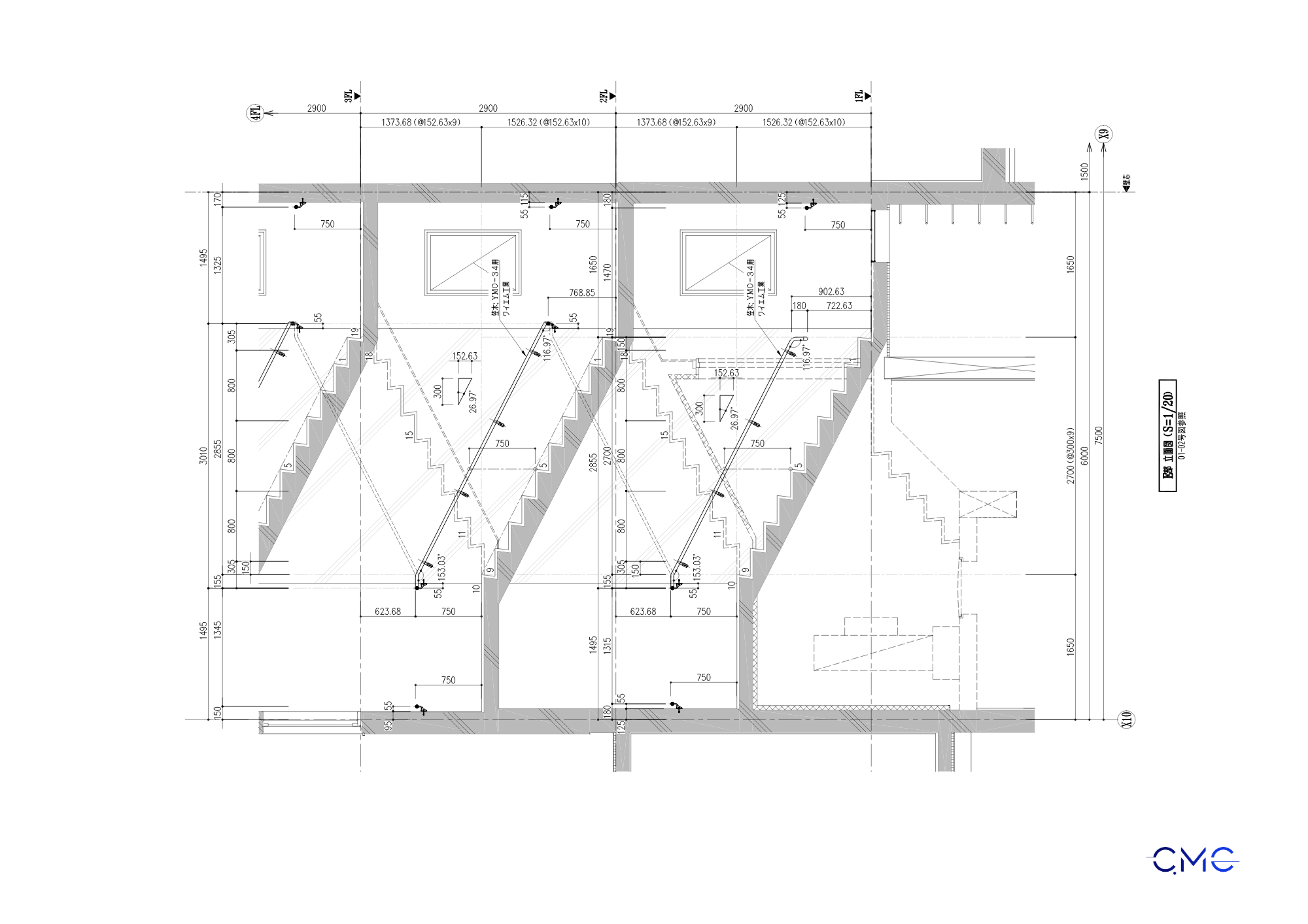 Chi tiết mặt cắt tay vin gắn tường bằng AutoCad 2D
