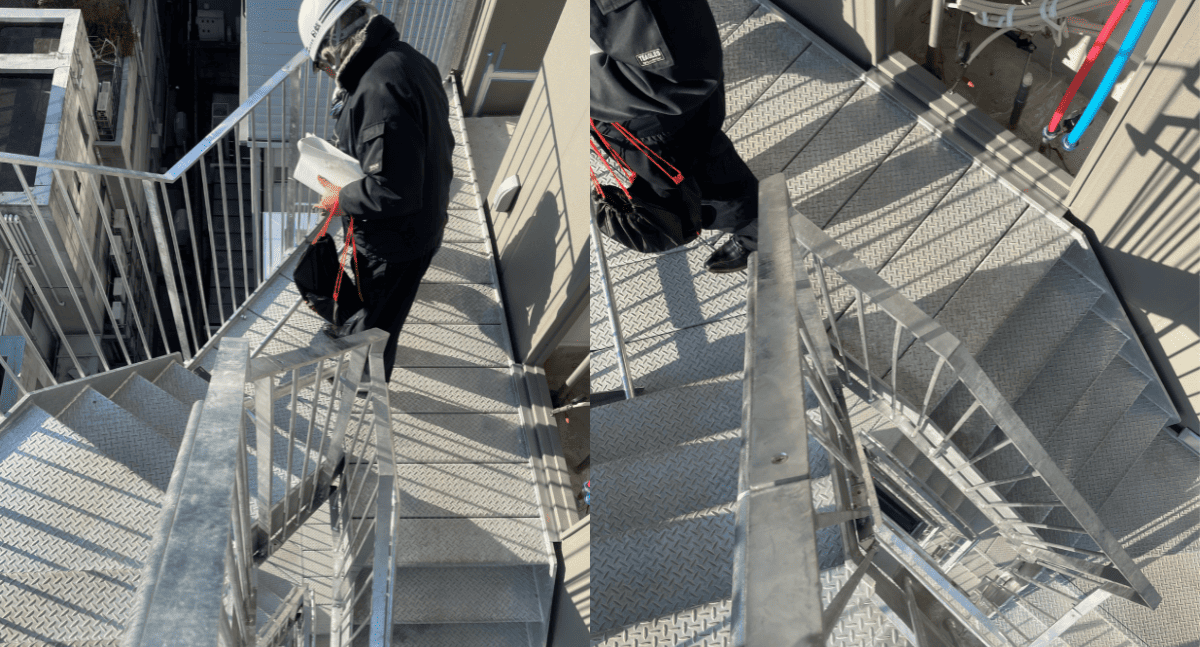 Kĩ sư đang kiểm tra công trình thang leo