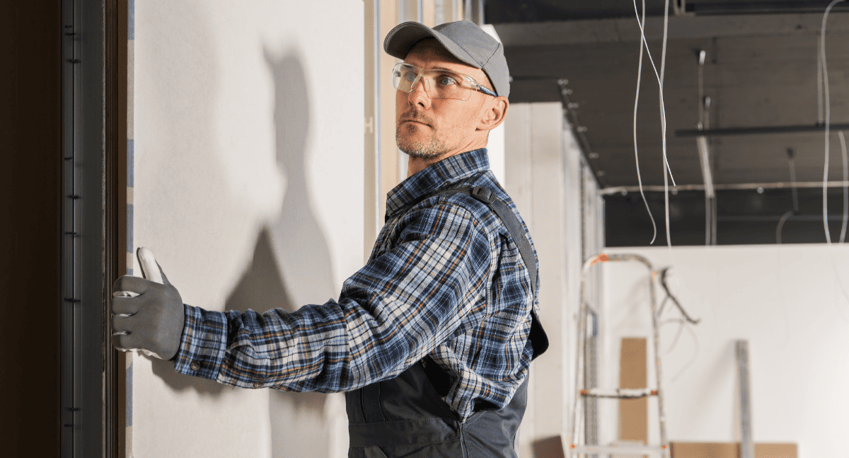 Công nhân lắp đặt panel trong nhà