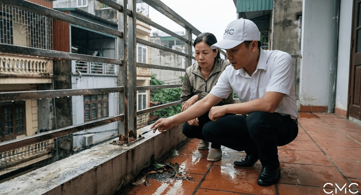 Vì sao lan can, cầu thang xuống cấp sớm